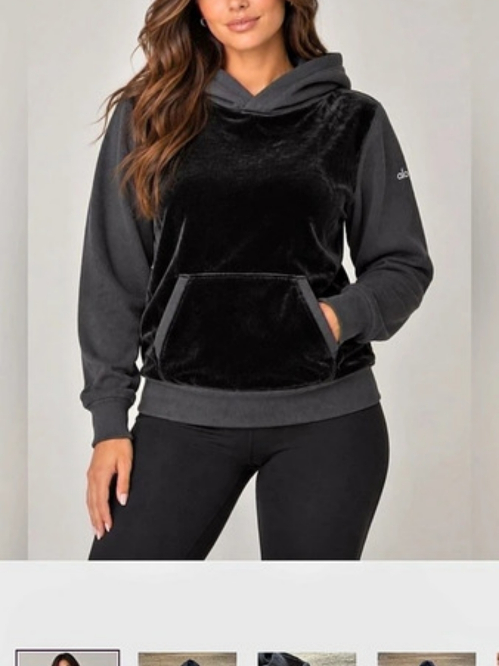 Set Alo Velour Baller Hoodie Black&Gray Small  Brand New Still & Joggers